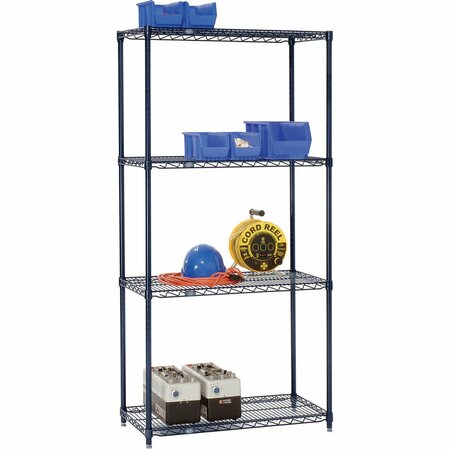 Nexel Nexelon Wire Shelving, Blue Epoxy, 36W X 24D X 63H 24366N